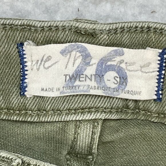 We The Free Jeans Womens Sz 26 Green Mid Rise Raw Hem Ankle Jeans 25x26 - Picture 10 of 13